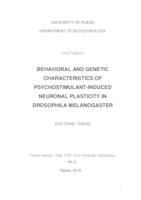 prikaz prve stranice dokumenta BEHAVIORAL AND GENETIC CHARACTERISTICS OF PSYCHOSTIMULANT-INDUCED NEURONAL PLASTICITY IN DROSOPHILA MELANOGASTER