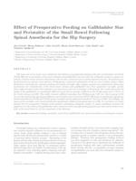 prikaz prve stranice dokumenta Effect of preoperative feeding on gallbladder size and peristaltic of the small bowel following spinal anesthesia for the hip surgery